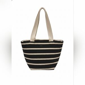 Billabong Woven Striped Black and Cream Tote Bag